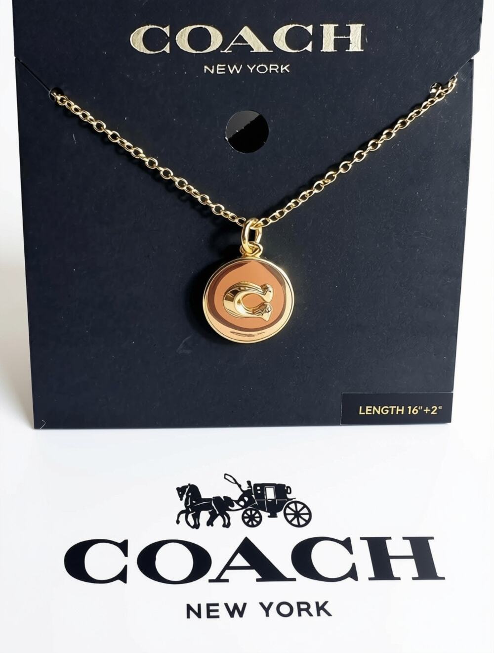 Coach Signature C Coin Pendant Necklace